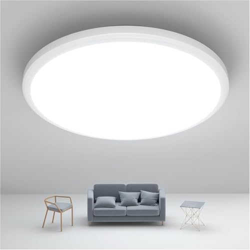 JONMONSM Led Deckenleuchte Flach 25W, IP54 Wasserfest, Ø30cm 2000LM 6500k, Rund Lamp Deckenlampen für Badezimmer, Schlafzimmer, Küche, Flur, Weiß