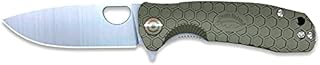 Honey Badger - Coltello Spyderco con lama in acciaio MoVa da 8,1 cm e manico in FRN verde, caccia, pesca, campeggio, outdoor, sopravvivenza e Bushcraft + portabottiglie in regalo