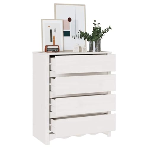 Cómoda Drammen blanca de madera maciza de pino con 4 cajones para dormitorio 4