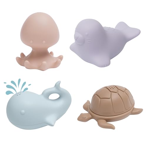 Image of haakaa Ocean Squirter Baby Bath Toy- Mold Free Food Grade Silicone Bathtub Squirt Toys for Toddler 1-3, BPA-Free Squeeze Floating Bath Tub Toys for Babies & Infant 6-12 Months