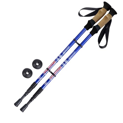 COSTWAY 2 Pack Telescopic Trekking Poles, Portable Aluminum Hiking Sticks, Lightweight Walking Poles for Camping Backpacking (with Cork Handles, Blue) COSTWAY 2 Pack Telescopic Trekking Poles, Portable Aluminum Hiking Sticks, Lightweight Walking Poles for Camping Backpacking (with Cork Handles, Blue)
