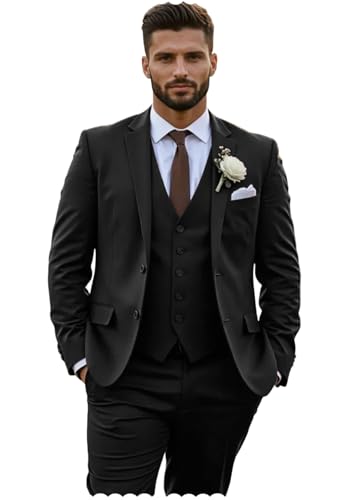 Men Suits Slim Fit 3 Piece Set Two Button Business Blazer Jacket Vest Pants for Wedding Tuxedo