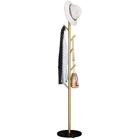 TIEOU Freestanding Coat Rack Hat Hanger Hall Tree Metal Coat Hangers for Scarves Backpacks Umbrellas Purses Simple Coat Stand Stylish Coat Tree with Stable Round Marble Base 8 Coat Hooks Organizer Cover