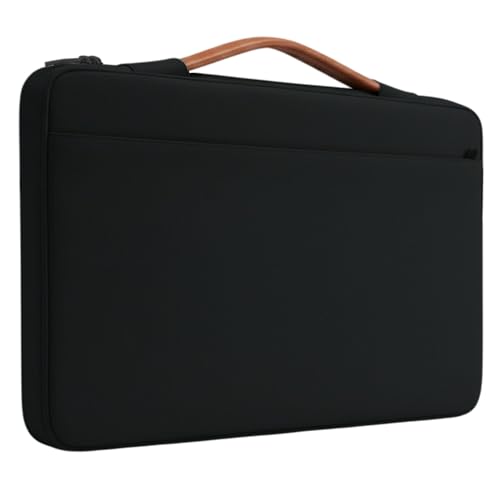 Image of Dyazo Laptop Sleeve 15.6 Inch with Handle & Front Accessory Pocket | Protective Carry Case with Organized Compartments | Soft Inner Lining | Compatible for Mac, Dell, HP, Lenovo, Acer & More (Black)