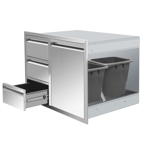 Outdoor Kitchen Drawer Combo Cabinet Outdoor Kitchen Stainless Steel Trash Triple Drawers For BBQ Island Grill Station,G2
