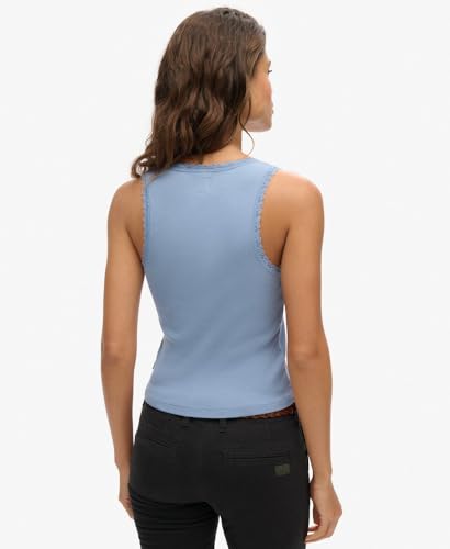 Superdry Vintage Lace Trim Vest W6011838A Tidal Blue Taille 10/12, Manteau pour Femme, 38-40