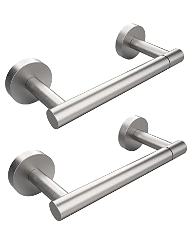 Image of RARXTR Brushed 2 Pack Toilet Paper Holder SUS304 Stainless Steel Double Post Pivoting Toilet Paper Roll Holder Wall Mounted Toilet Tissue Holder for Commercial Bathroom RV