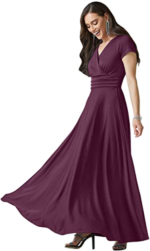 Image of KOH KOH Womens Sexy Cap Short Sleeve V-Neck Flowy Cocktail Gown