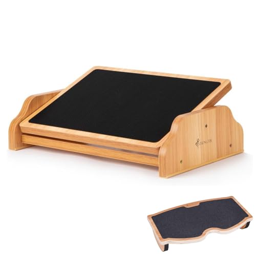 Image of StrongTek Rocking Foot Rest & Adjustable Wooden Foot Rest Set, Ergonomic Under Desk Support, Non-Slip, 3 Height Levels, Improves Posture & Circulation, for Office & Home