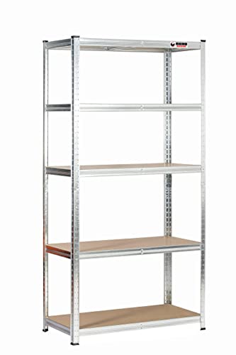 Rhino Racking - 5 Tier Heavy-Duty Industrial Storage Shelves - Galvanised - 180x90x45cm