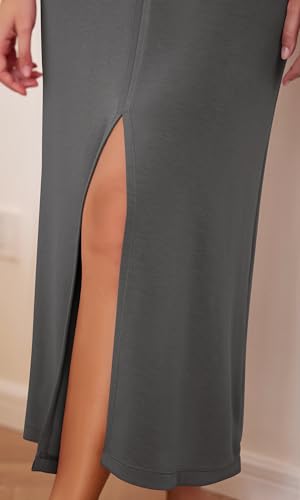 Image of ODODOS Modal Soft Front Split Midi Dress for Women, V Neck Sleeveless Casual Summer Tank Dress