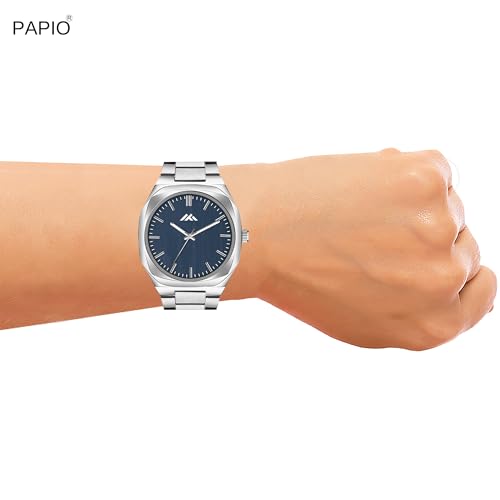 Image of PAPIO Analog Classic Silver Color Stainless Steel Band Watch for Mens and Boys