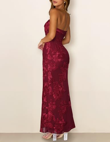 Image of MEROKEETY Women's Summer Floral Wedding Guest Cocktail Maxi Dress