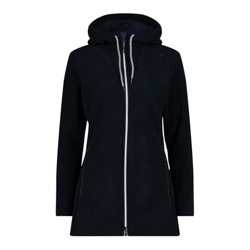 Knit Tech CMP - Giacca da donna in pile Knit Tech con cappuccio fisso, Black Blue, 50