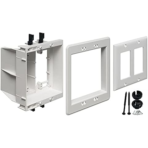 iMBAPrice TVBU505-1 Recessed TV Box Wall Plate Kit Paintable 2-Gang, White Cover