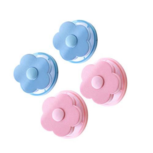 Cabilock 4 peças de máquina de lavar apanhador de fiapos em forma de flor reutilizável, filtro de ca