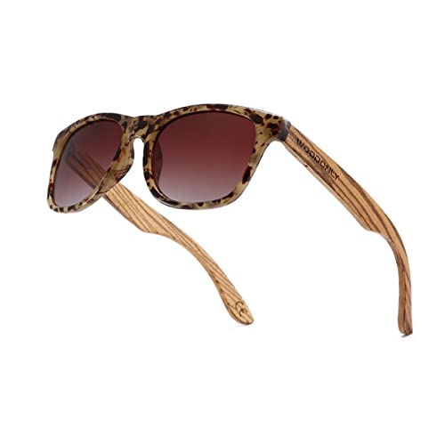 Lunettes de soleil polarisées en bois de forme rectangulaire rétro mixte