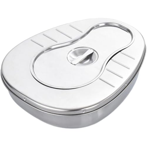 Refoya 便器 ステンレス鋼 高齢者用 ポータブル 女性 男性 トイレ 寝たきりポット 緊急便器 ふた付き 患者用便器 (A)