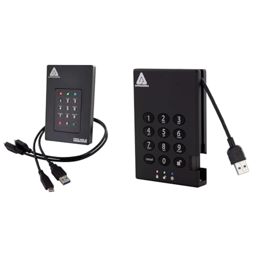 Image of Apricorn 4TB Aegis Fortress L3 256-bit AES XTS Encrypted USB 3.0 Portable Drive Bundle with 1TB Aegis Padlock USB 3.0 256-bit AES Encrypted Portable External Hard Drive