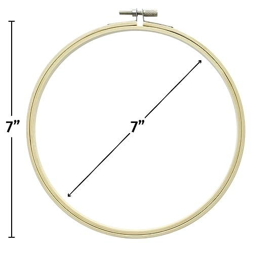 Image of Essentials By Leisure Arts Wood Embroidery Hoop 7 inch Bamboo - Wooden Hoops for Crafts - Embroidery Hoop Holder Cross Stitch Cross Stitch Hoops and Frames