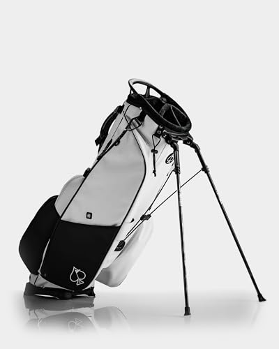 Pins & Aces Player Preferred Golf Bag - Premium Design Lightweight Golf Bag with Stand - Velvet-Lined 5-Way Club Divider System (Domino)