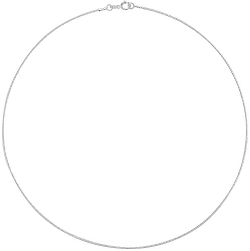 16 inch Sterling Silver Wire Cable Choker Collar Necklace 0.8-1.25mm Wide