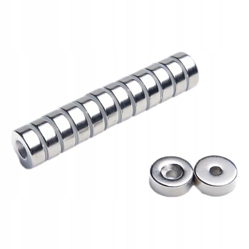 50 piezas imanes de neodimio en anillo 14x(7x3,5) x5 mm N38, imanes tipo arandela con agujero avellanado para tornillo, extra fuertes para bricolaje, fijación y uso industrial