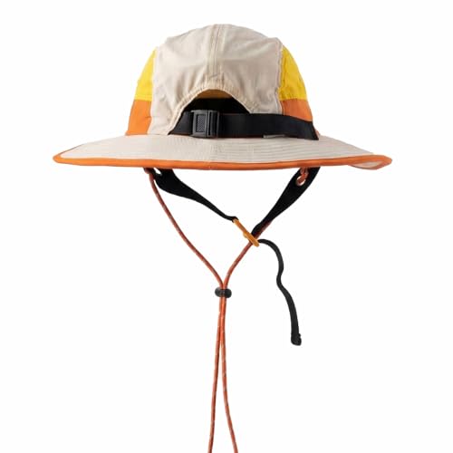 Image of Color-Blocked Fisherman Style Sun Hat for Outdoor Camping, Surfing & Vacations - Wide Brim, UV Protective, Anti-Slip