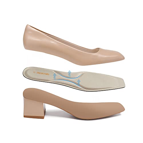 DREAM PAIRS Comfortabele werkschoenen voor dames met hoekige teenpartij en middelhoge blokhakpumps - Image 4