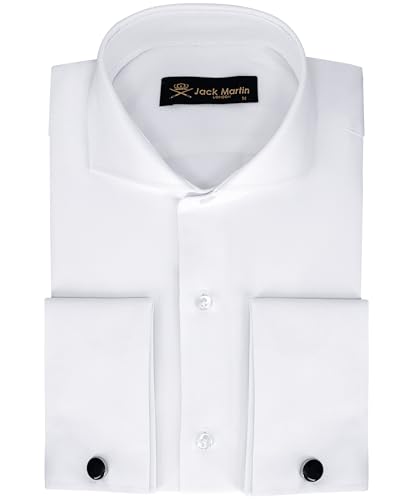 Men's French Cuff Dress Shirts with Cutaway Collar | Cufflinks Included | Luxe Long Sleeve Button-Up Shirt for Men