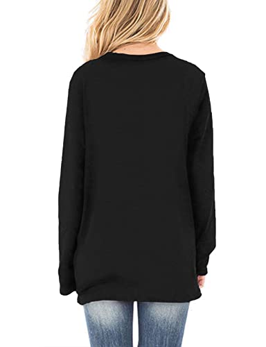 Image of SimpleFun Womens Tops Long Sleeve Shirts V Neck Loose Twist Knot Fall Tunic