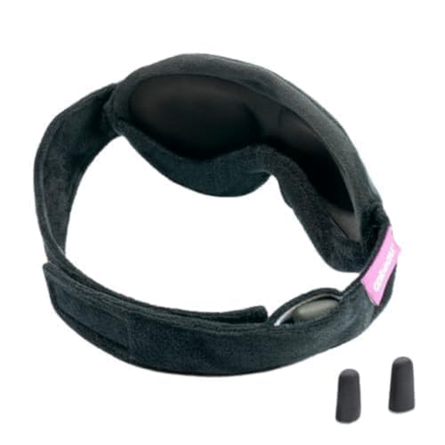 Cabeau Midnight Magic Sleep Mask – Adjust Padded Nose Strip to Block or Blackout Light - for Home and Travel - Soft Plush Fabric – Eye Liners Keep Fabric Away from Eyelids - Memory Foam Earplugs
