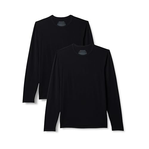 Amazon Essentials Herren-Unterhemd aus superweichem Modal, langärmelig, Schwarz, Größe L