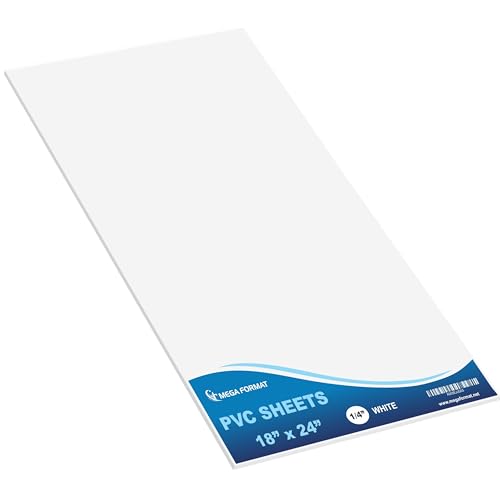 Image of Mega Format Expanded PVC Plastic Sheets - 18 inch X 24 inch White Rigid Sheet for Crafts, Signage, & Displays - Sintra, Celtec PVC Board - Waterproof for Outdoors Use - 1 /4 inch 6mm Thick - 1-Pack-White