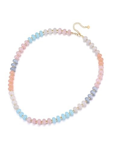 Jovivi Healing Crystal Colorful Gemstone Beaded Choker Necklace for Women,Boho Bead Summer Beach Jewellery Gifts for Women Ladies Girls