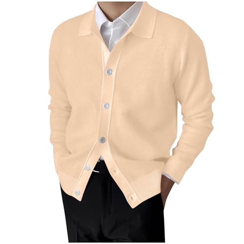 Mens Cardigan Sweater Classic V Neck Long Sleeve Button Down Knitted Sweaters Fall Clothes