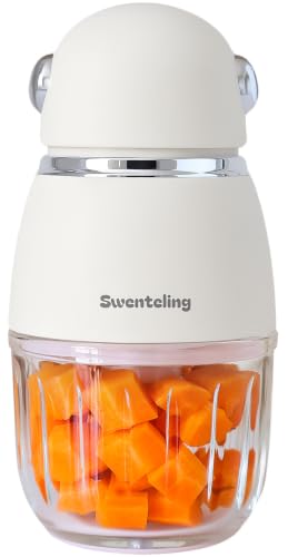 Swenteling Baby Food Maker Creamy White Mini Baby Food Blender 10oz Food Puree Maker Small Baby Food Processor for Fruit Vegetable Meat 8-Second Quick Soft Food PrepBPA-Free