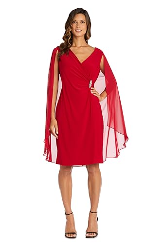 Image of R&M Richards Women's Knee-Length Wrap Dress W /Rhinestone Waist Detail & Chiffon Duster Cape
