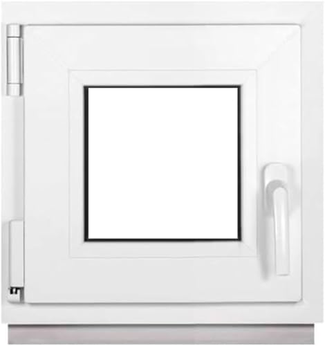 Framex Kellerfenster Kleines Fenster Weiß 40 x 40 cm (400 x 400 mm) 2-fach (32 mm) Dreh Kipp DIN Links PVC Profil 58mm 4-Kammer-System inkl. Griff Premium