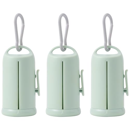 Image of 3Pack Dog Poop Bag Holder with Hook to Hold Used Bag, Build in Rotate Pole for Easy Pull Out Bags Lightweight Pet Waste Bag Dispenser with Clip for Leash Attach Doggy Walking Parking