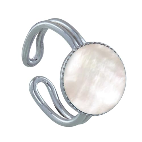 Bague Argent 925 Rond Dentelé Nacre cadeau femme symbolique