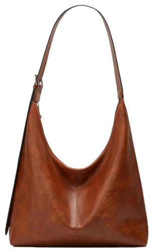 Image of Slouchy Tote Bags for Women Retro Vegan Leather Shoulder Crossbody Bag Faux Leather Handbag Purse Satchel Soft Leather Bag