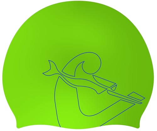 Cressi Ricky Jr Swim Cap - Junior Swimming Cap, Lime/Blue, One Size - Image 2