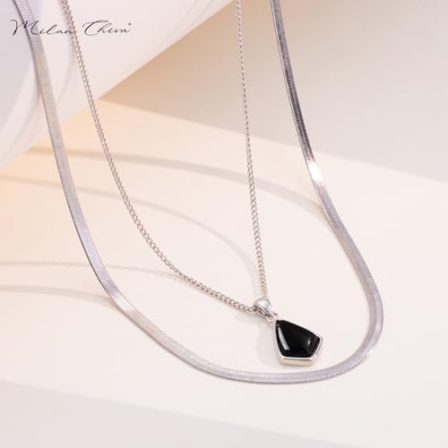 Milan Chiva Gold Pendant Necklace for Women 14K Dainty Cubic Zirconia GemStone Statement Chain Jewelry3