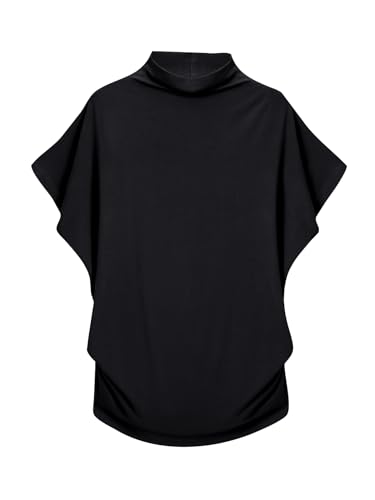 LYANER Women's Casual Mock Neck Ruffle Short Sleeve Summer Blouse Shirt Top