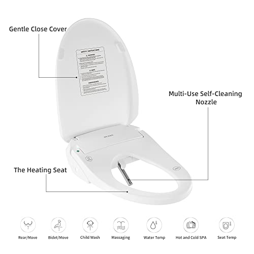 Bejoan X1 Electronic Bidet Toilet Seat Elongated, Heated Smart Toilet Seat, Water Spa, Rear And Front Wash, Self-Cleaning Nozzle, Instant Warm Water, Temperature Controlled, Remote Control #TOP3