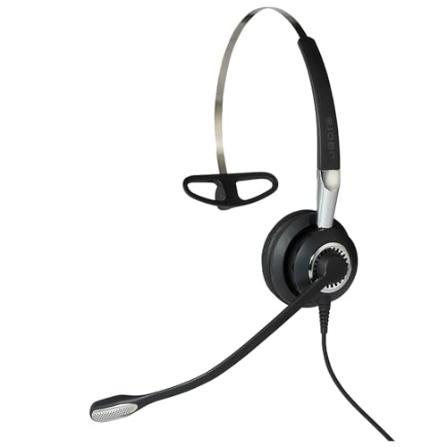 Jabra Q711362 Biz 2400 II QD On-Ear Mono Headset mit Schnelltrennkupplung -,Leichtgewichtiger Noise Cancelling Cancelling Kabel-Kopfhörer mit HD Voice und weichem Kopfpolster für Tischtelefone, Schwarz/Silber