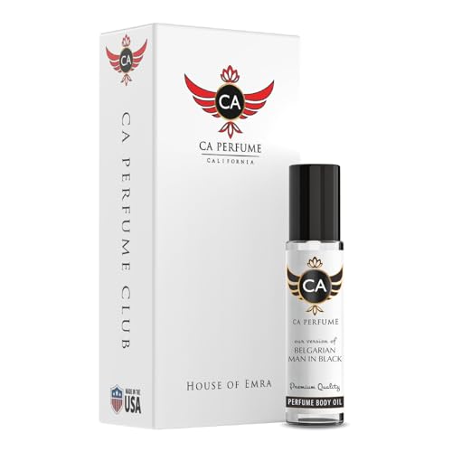 CA Perfume Impression of Belgarian Man In Black for Men Fragrance Oil Amber Floral Scent Long Lasting Cologne for Men Travel Size TSA Ready Mini Parfum Body Oil Roll-on 0.33 Fl Oz 10ml