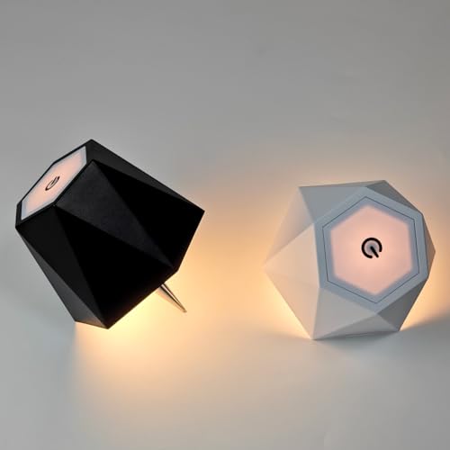 Image of JKEYES 2Pcs Wireless Bottle Lamp 3 Color Stepless Lamp 5000mAh Battery Powered Table Lamp Cordless Table Lamp, Rechargeable LED Desk Lamp for Bedroom, Restaurant & Bar, Gifts(Black)