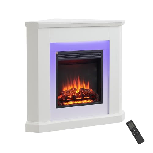 FLAMME Howick Corner Fireplace with 38'' surround with 2kW Fireplace Heater White Multiple Colours Available